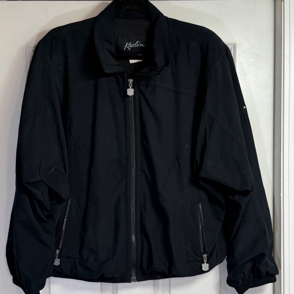 Kaelin Womens Black Full Zip Windbreaker Jacket Size‎ 1X Vintage Sporty
